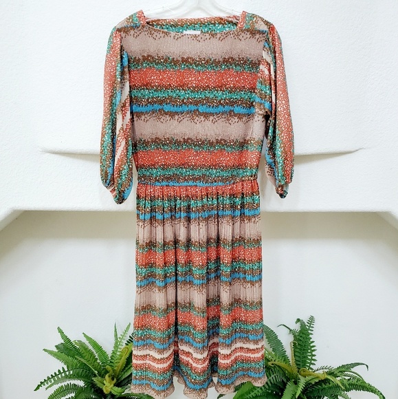 🔥Vintage Multi-Color Midi Dress - Picture 2 of 8